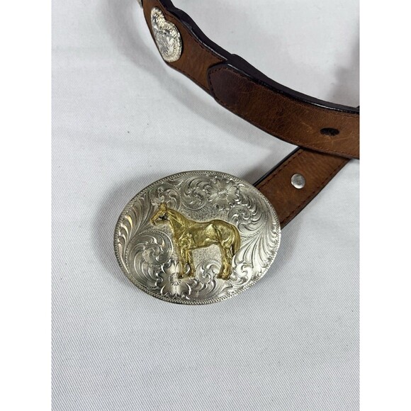 Double D Ranch Scalloped Heart Concho Belt 28 Montana Silversmiths Buckle Vtg main image 7